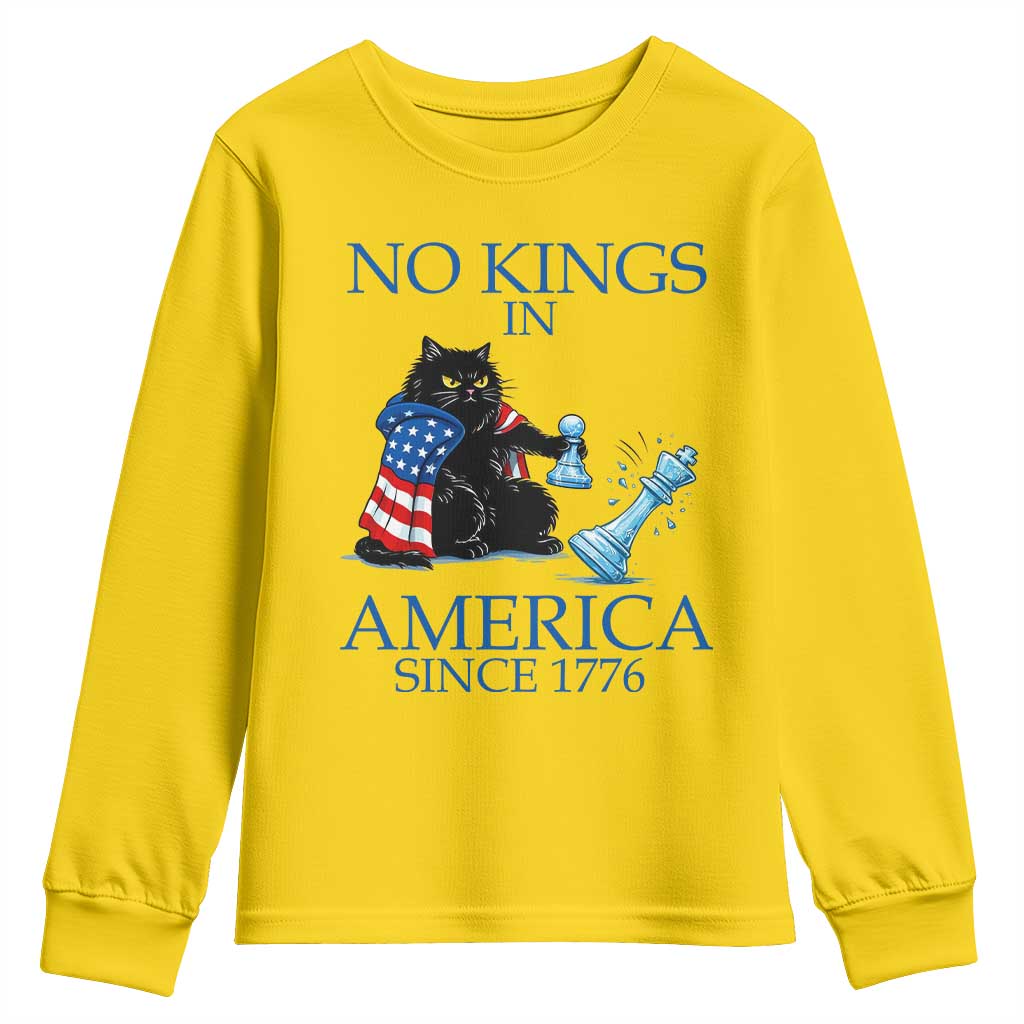 Funny Protest Chess Cat No Kings In America Youth Sweatshirt Political Humor Gift