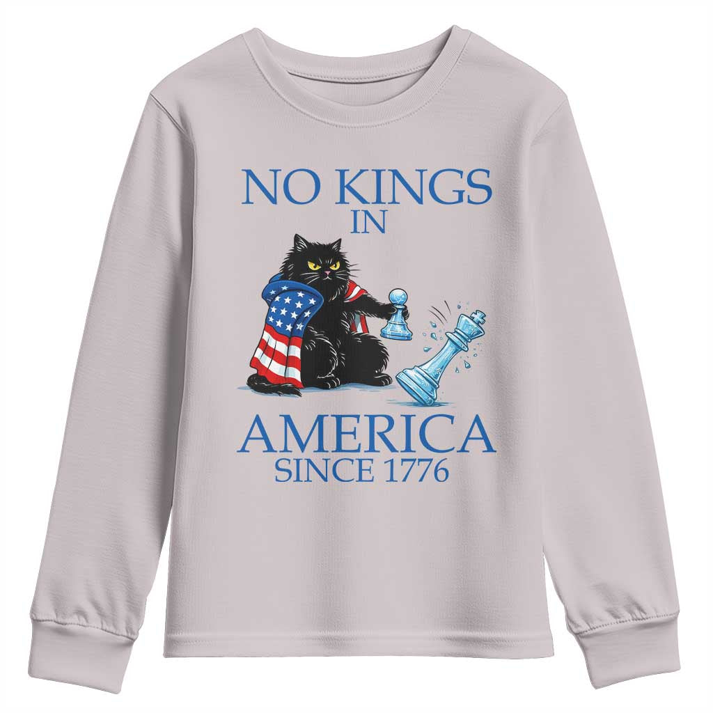Funny Protest Chess Cat No Kings In America Youth Sweatshirt Political Humor Gift