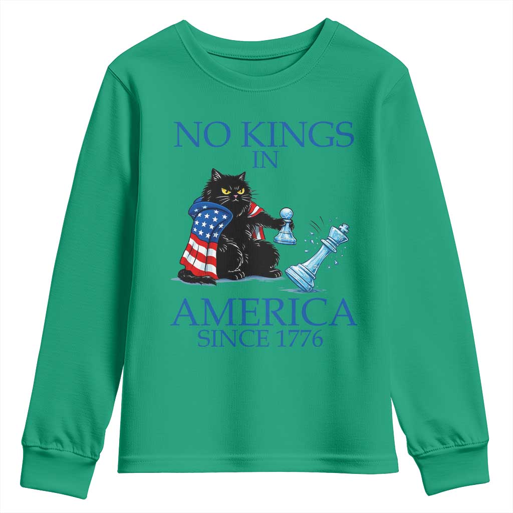 Funny Protest Chess Cat No Kings In America Youth Sweatshirt Political Humor Gift