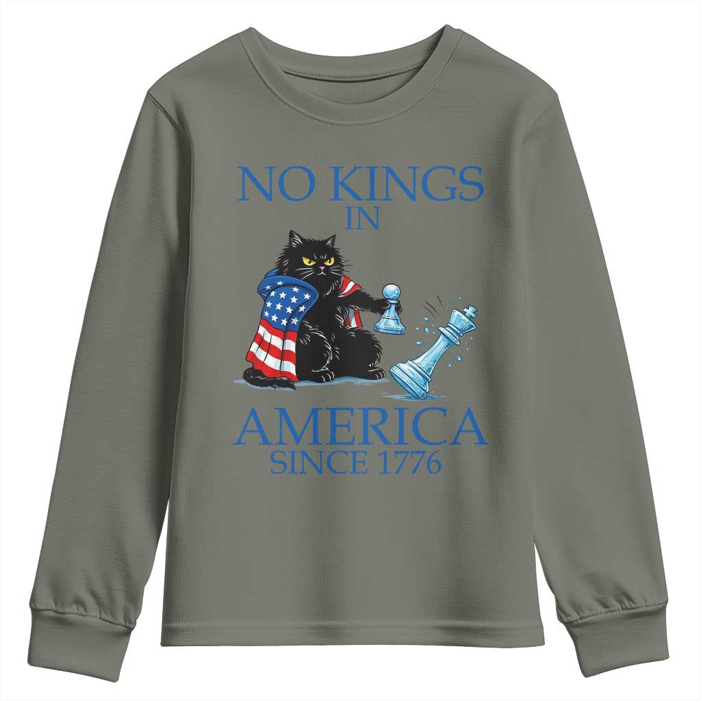 Funny Protest Chess Cat No Kings In America Youth Sweatshirt Political Humor Gift