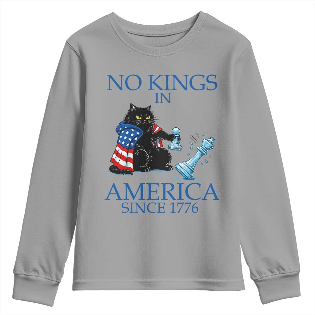 Funny Protest Chess Cat No Kings In America Youth Sweatshirt Political Humor Gift