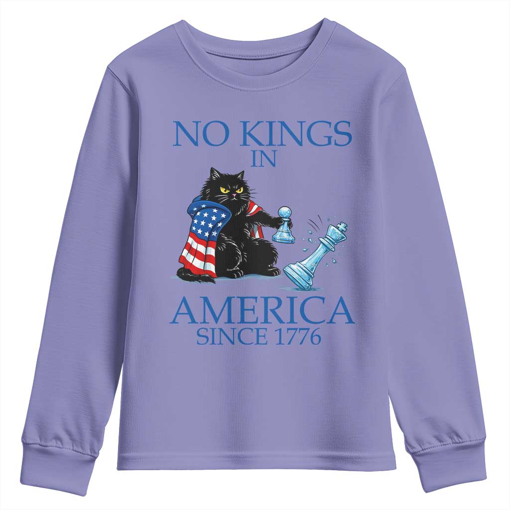Funny Protest Chess Cat No Kings In America Youth Sweatshirt Political Humor Gift