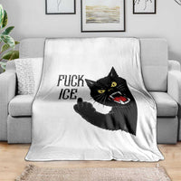 Funny Fck Ice Black Cat Throw Blanket Resist Minneapolis Political