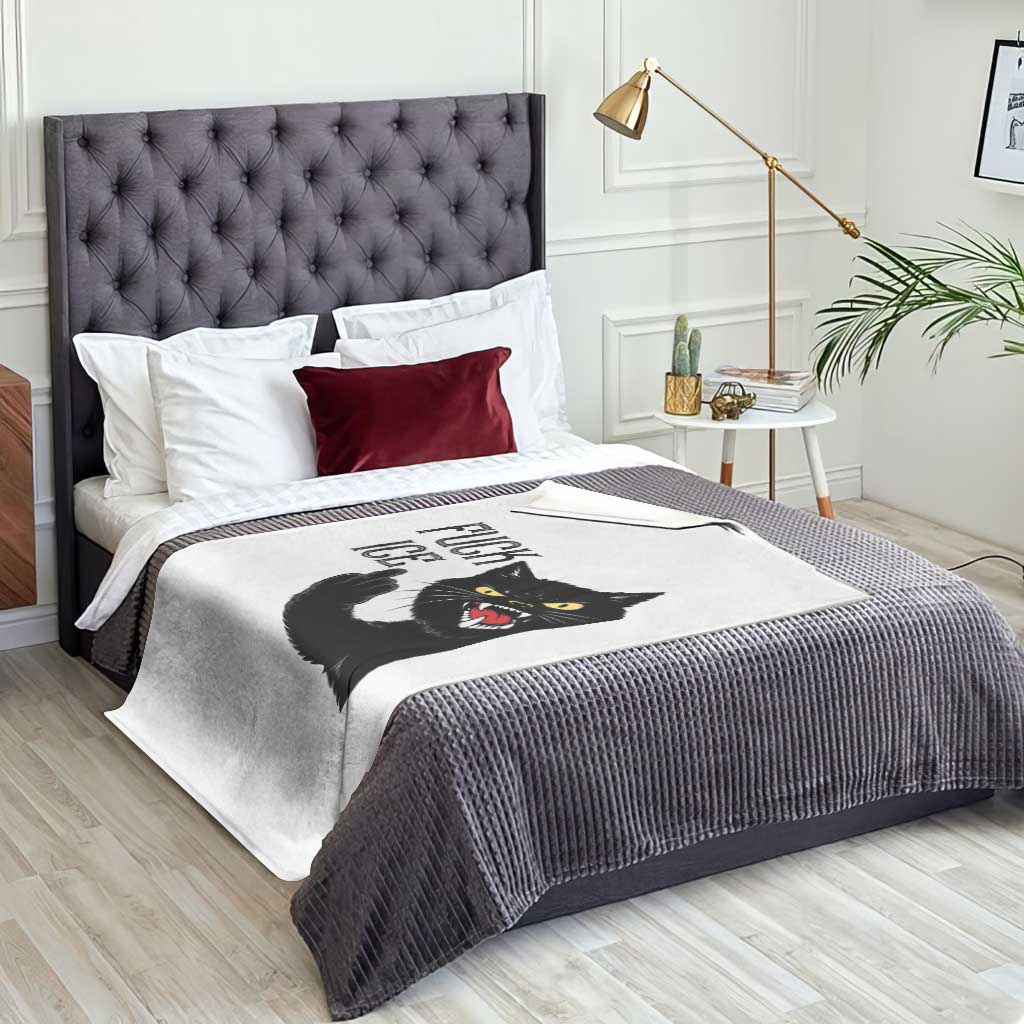 Funny Fck Ice Black Cat Throw Blanket Resist Minneapolis Political