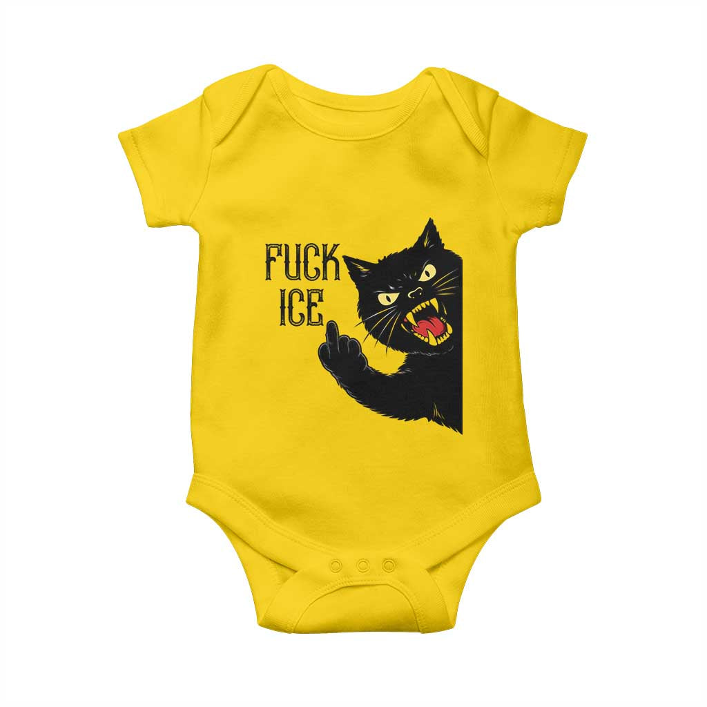 Funny Fck Ice Black Cat Baby Onesie Resist Minneapolis Political