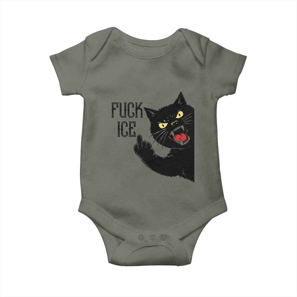 Funny Fck Ice Black Cat Baby Onesie Resist Minneapolis Political