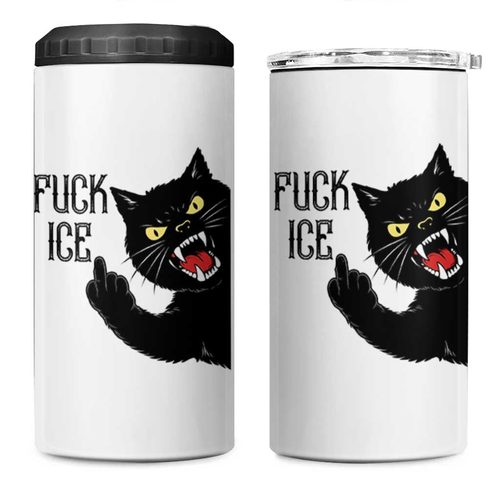 Funny Fck Ice Black Cat 4 in 1 Can Cooler Tumbler Resist Minneapolis Political