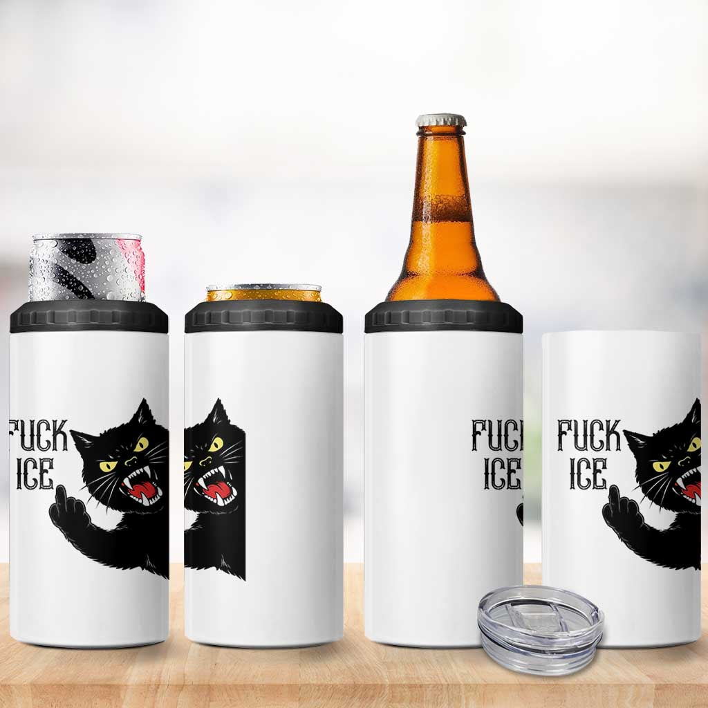 Funny Fck Ice Black Cat 4 in 1 Can Cooler Tumbler Resist Minneapolis Political