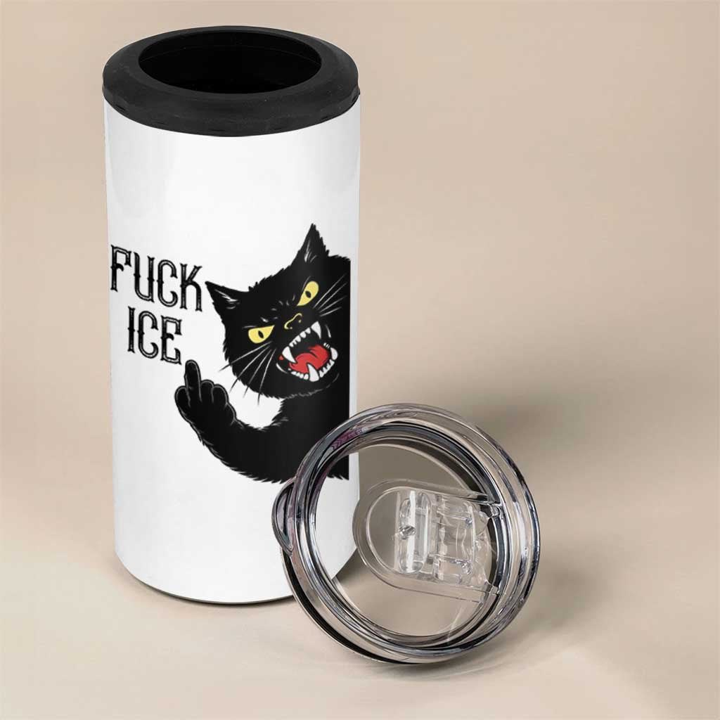 Funny Fck Ice Black Cat 4 in 1 Can Cooler Tumbler Resist Minneapolis Political