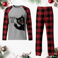 Funny Fck Ice Black Cat Plaid Pajama Set Resist Minneapolis Political