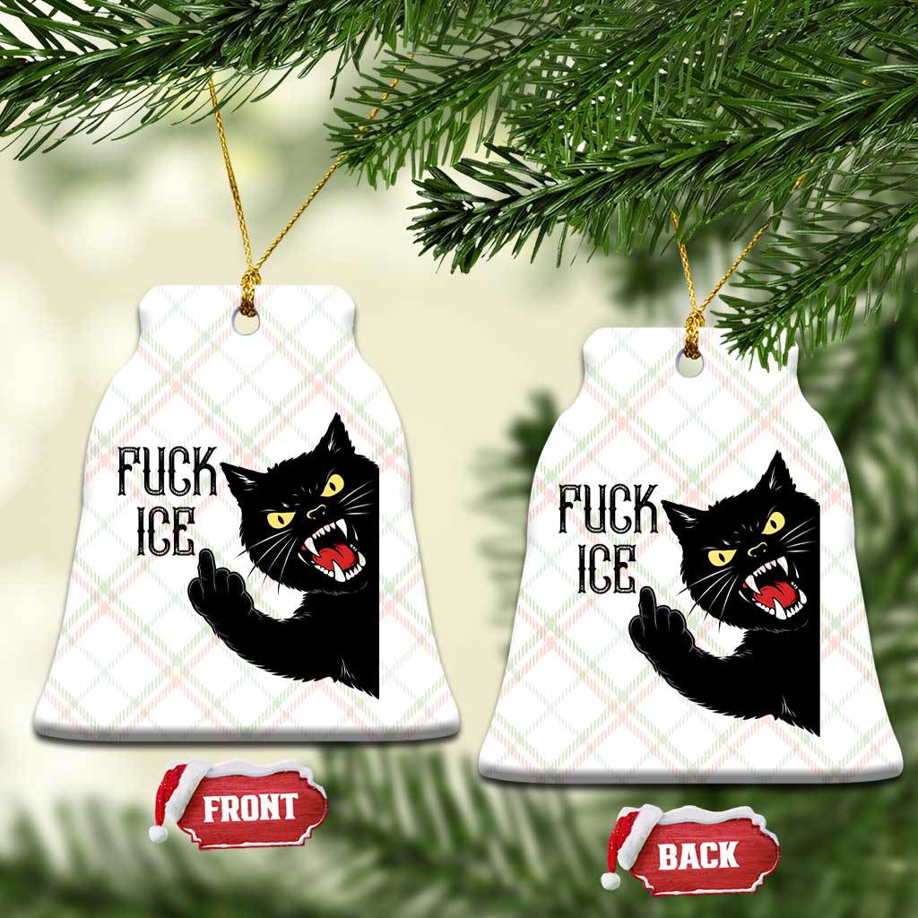 Funny Fck Ice Black Cat Ceramic Ornament Resist Minneapolis Political