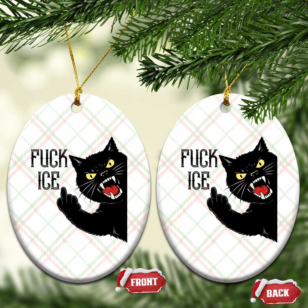 Funny Fck Ice Black Cat Ceramic Ornament Resist Minneapolis Political