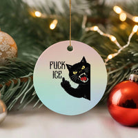 Funny Fck Ice Black Cat Ceramic Ornament Resist Minneapolis Political