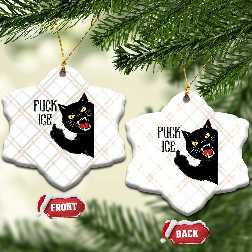 Funny Fck Ice Black Cat Ceramic Ornament Resist Minneapolis Political