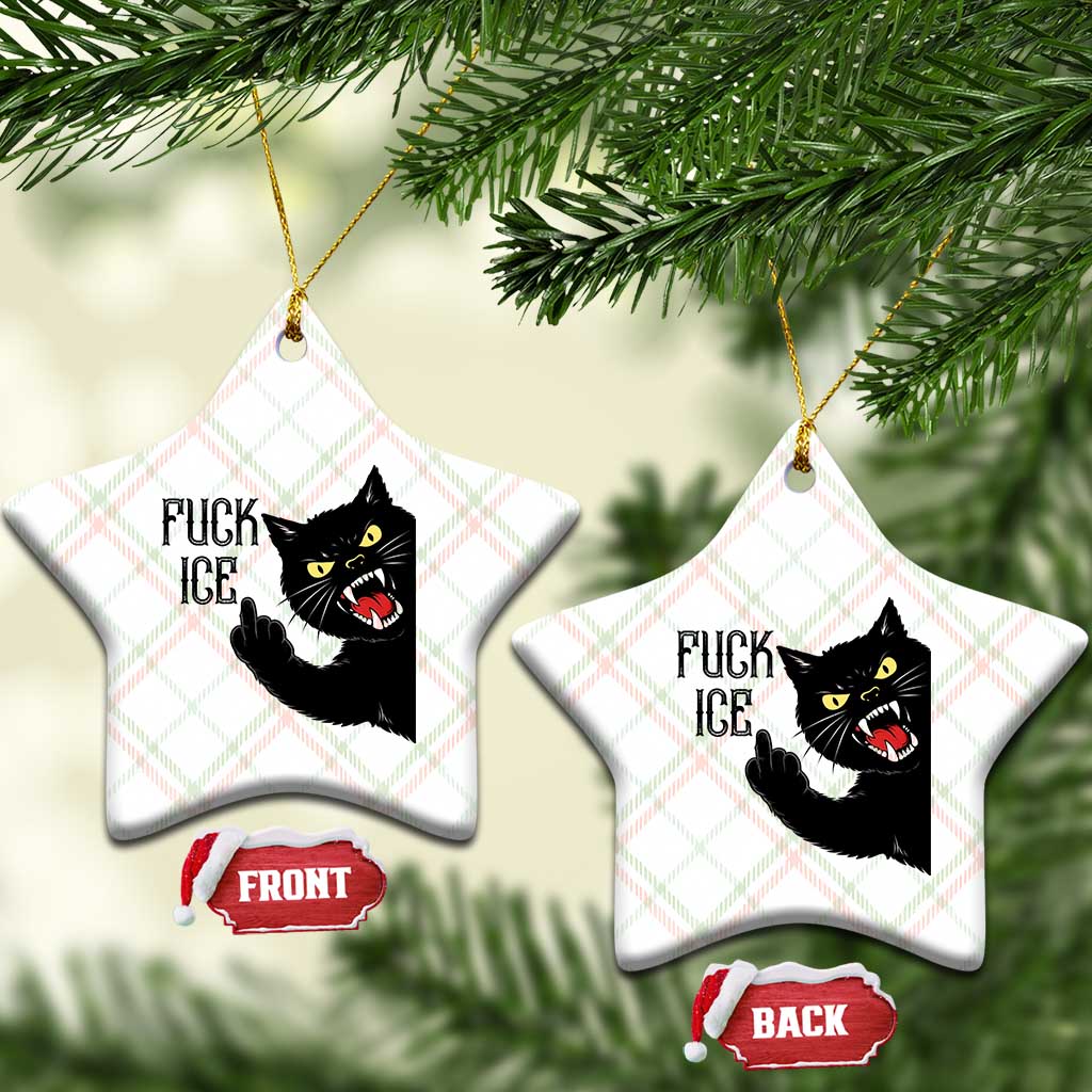 Funny Fck Ice Black Cat Ceramic Ornament Resist Minneapolis Political