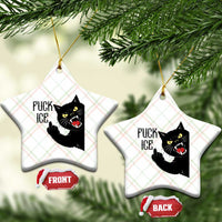 Funny Fck Ice Black Cat Ceramic Ornament Resist Minneapolis Political