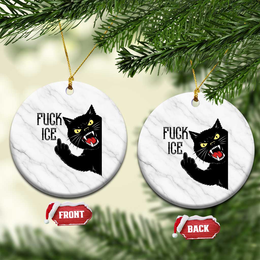Funny Fck Ice Black Cat Ceramic Ornament Resist Minneapolis Political