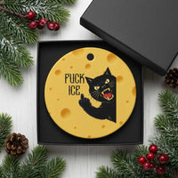Funny Fck Ice Black Cat Ceramic Ornament Resist Minneapolis Political