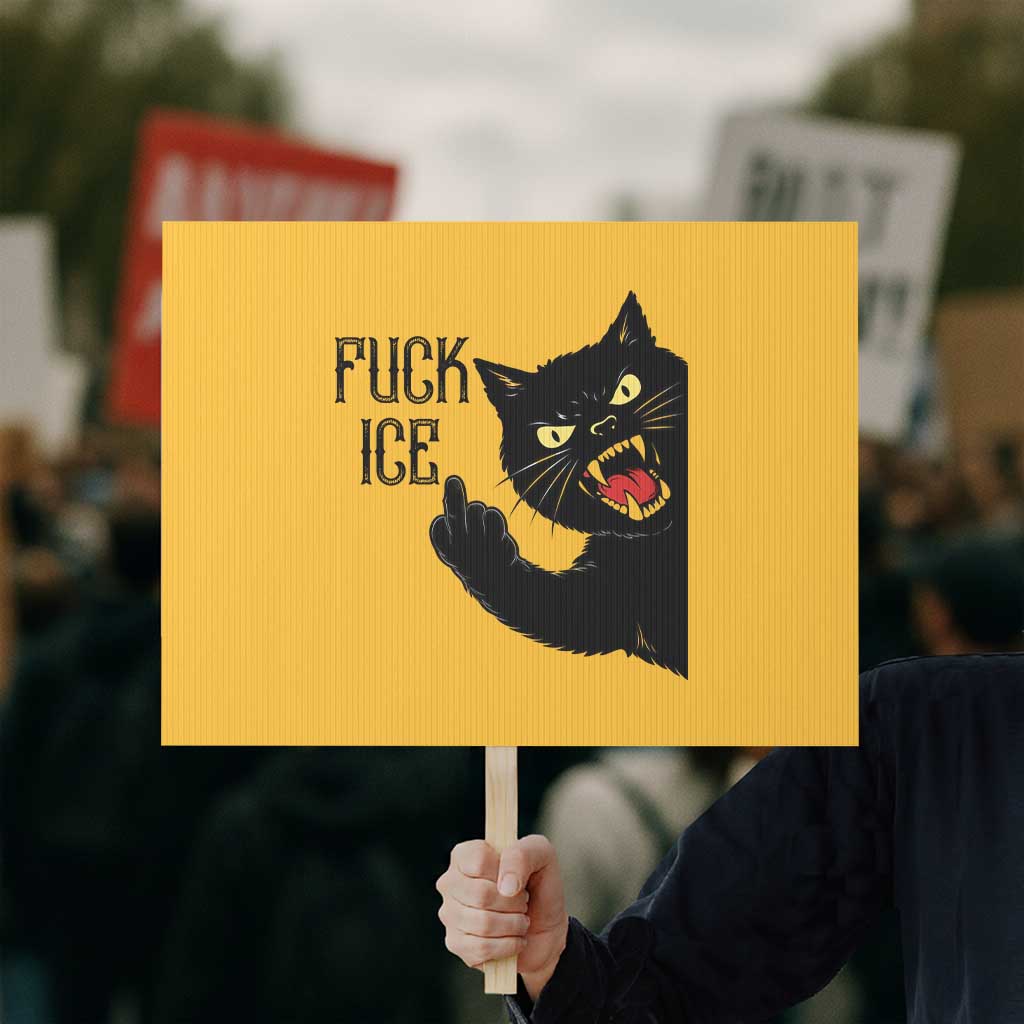 Funny Fck Ice Black Cat Protest Sign Resist Minneapolis Political