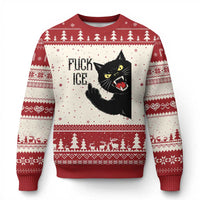 Funny Fck Ice Black Cat Ugly Christmas Sweater Resist Minneapolis Political