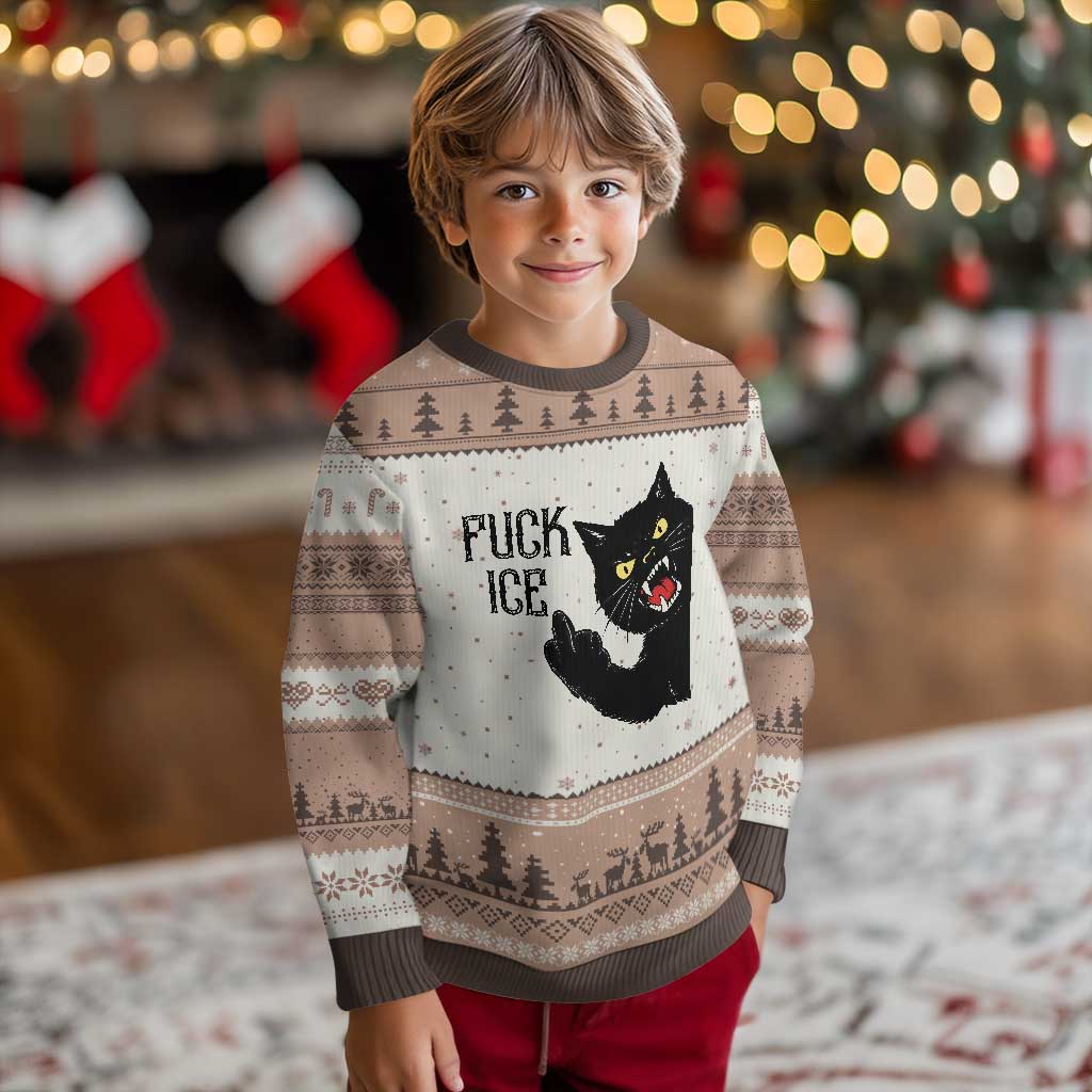 Funny Fck Ice Black Cat Ugly Christmas Sweater Resist Minneapolis Political