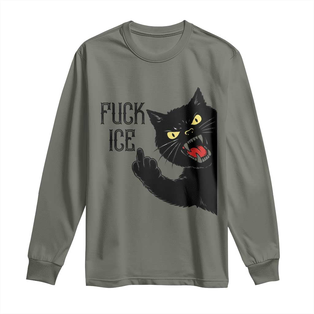 Funny Fck Ice Black Cat Long Sleeve Shirt Resist Minneapolis Political