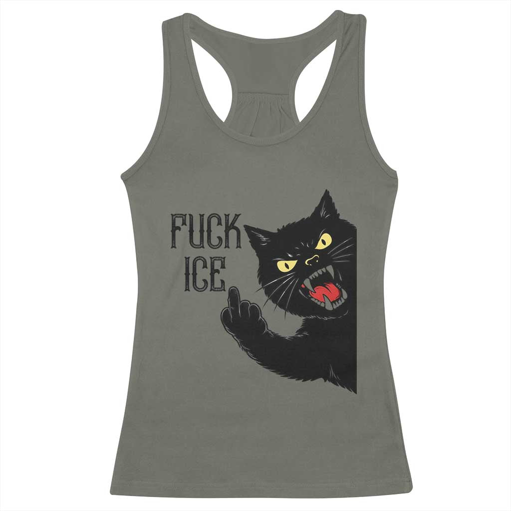 Funny Fck Ice Black Cat Racerback Tank Top Resist Minneapolis Political