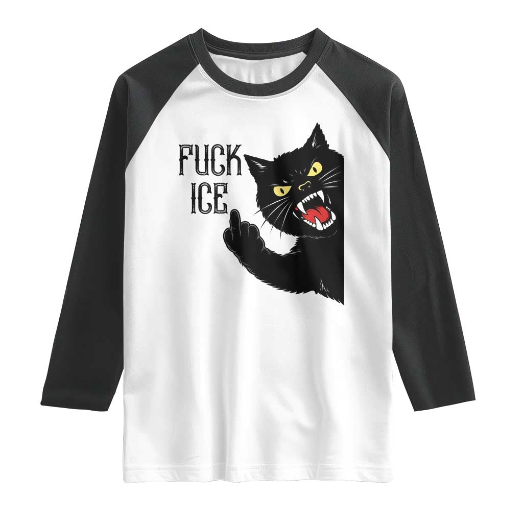 Funny Fck Ice Black Cat Raglan Shirt Resist Minneapolis Political