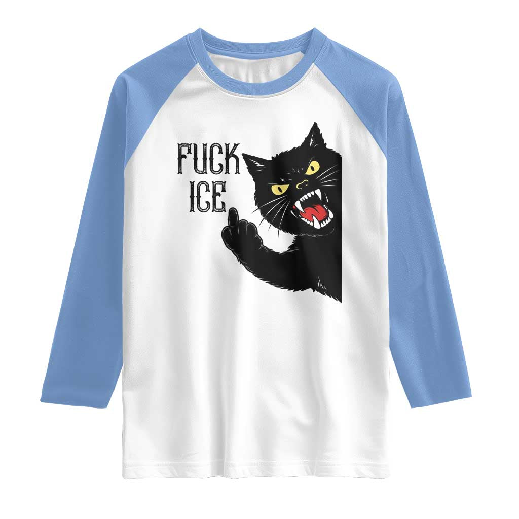 Funny Fck Ice Black Cat Raglan Shirt Resist Minneapolis Political