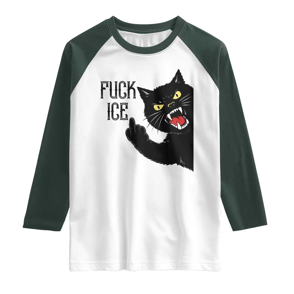 Funny Fck Ice Black Cat Raglan Shirt Resist Minneapolis Political