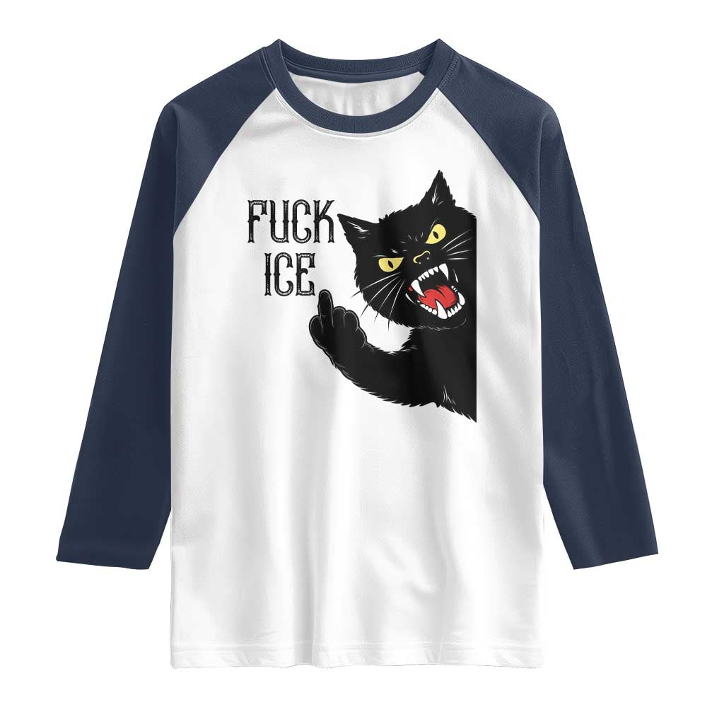 Funny Fck Ice Black Cat Raglan Shirt Resist Minneapolis Political