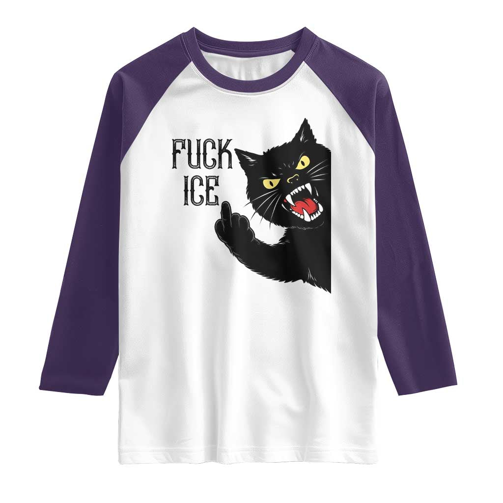 Funny Fck Ice Black Cat Raglan Shirt Resist Minneapolis Political