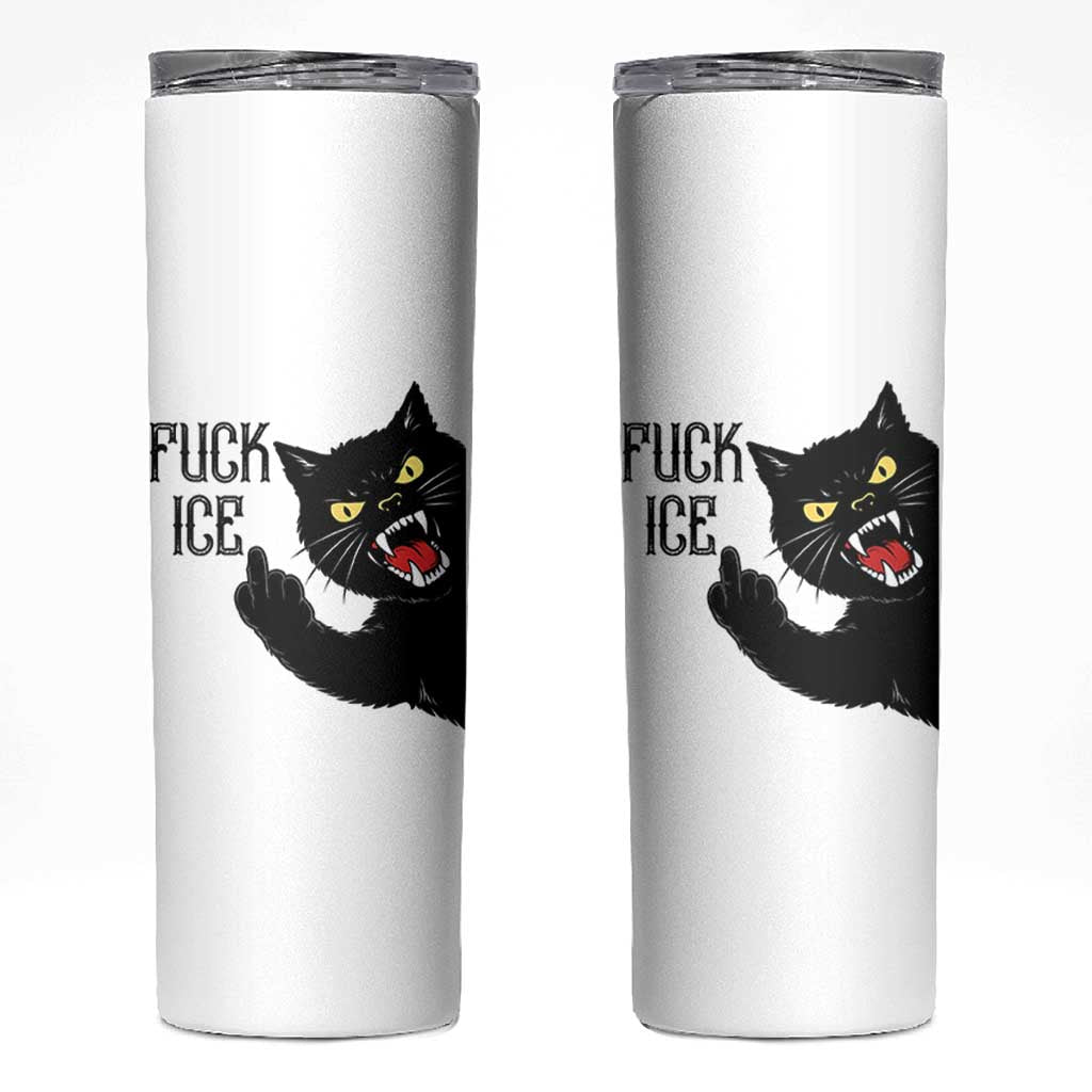 Funny Fck Ice Black Cat Skinny Tumbler Resist Minneapolis Political