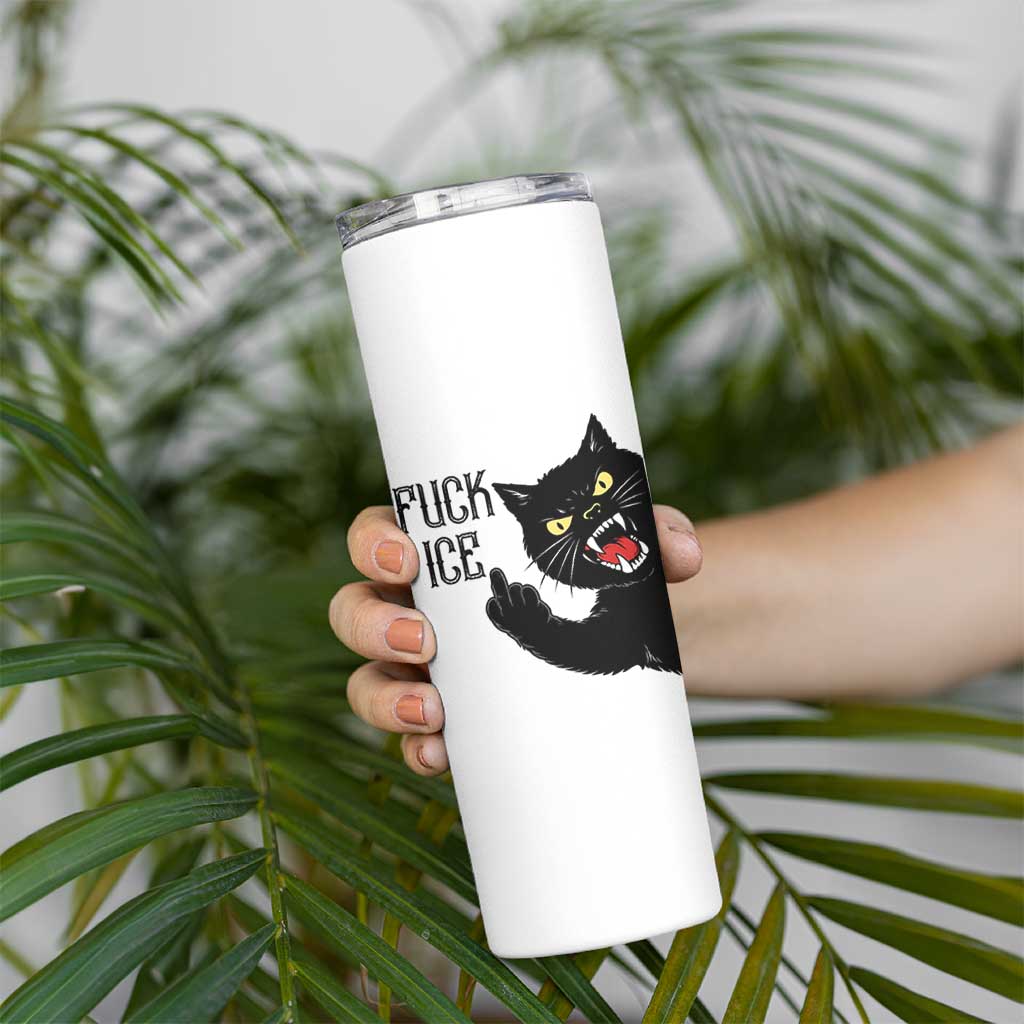 Funny Fck Ice Black Cat Skinny Tumbler Resist Minneapolis Political