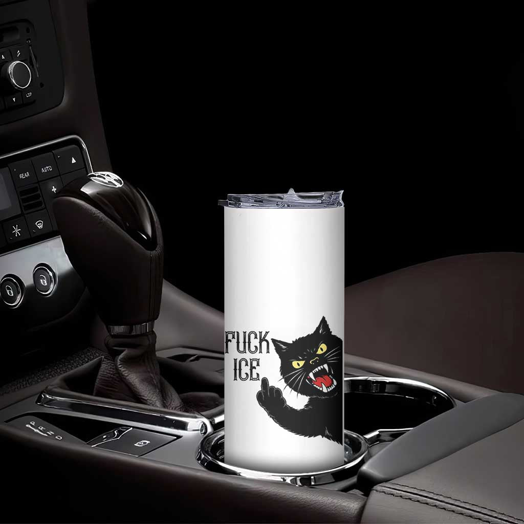 Funny Fck Ice Black Cat Skinny Tumbler Resist Minneapolis Political