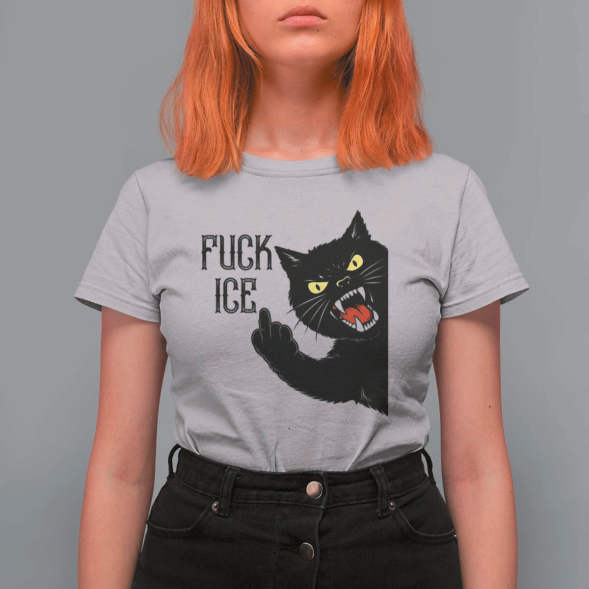 Funny Fck Ice Black Cat T Shirt For Women Resist Minneapolis Political
