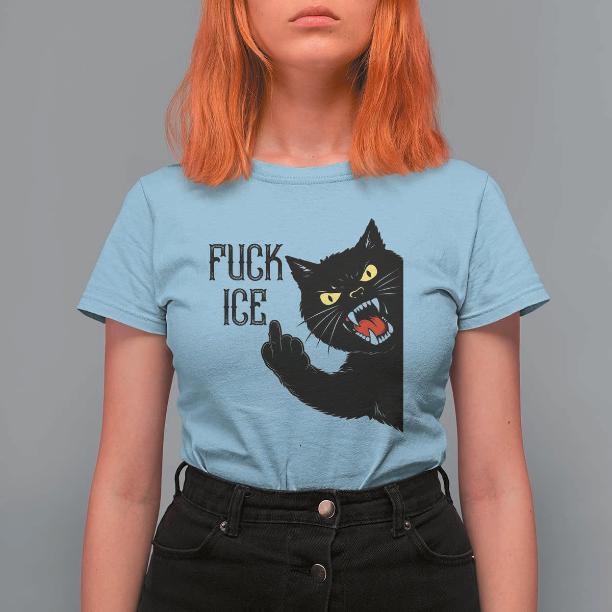 Funny Fck Ice Black Cat T Shirt For Women Resist Minneapolis Political