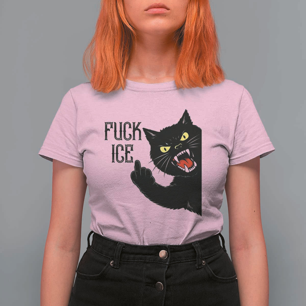 Funny Fck Ice Black Cat T Shirt For Women Resist Minneapolis Political