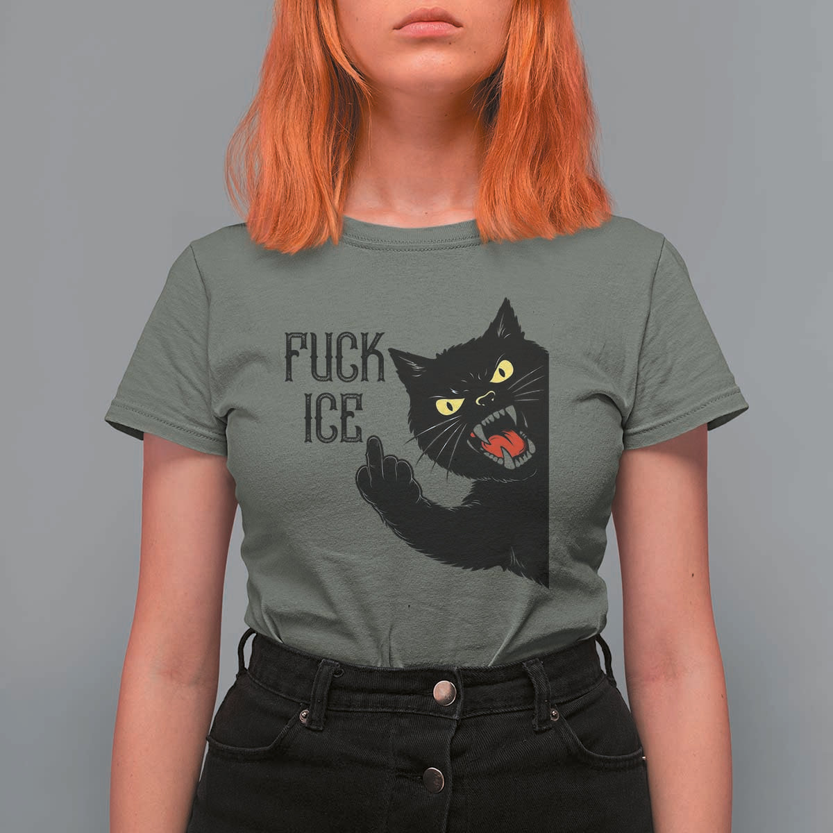 Funny Fck Ice Black Cat T Shirt For Women Resist Minneapolis Political
