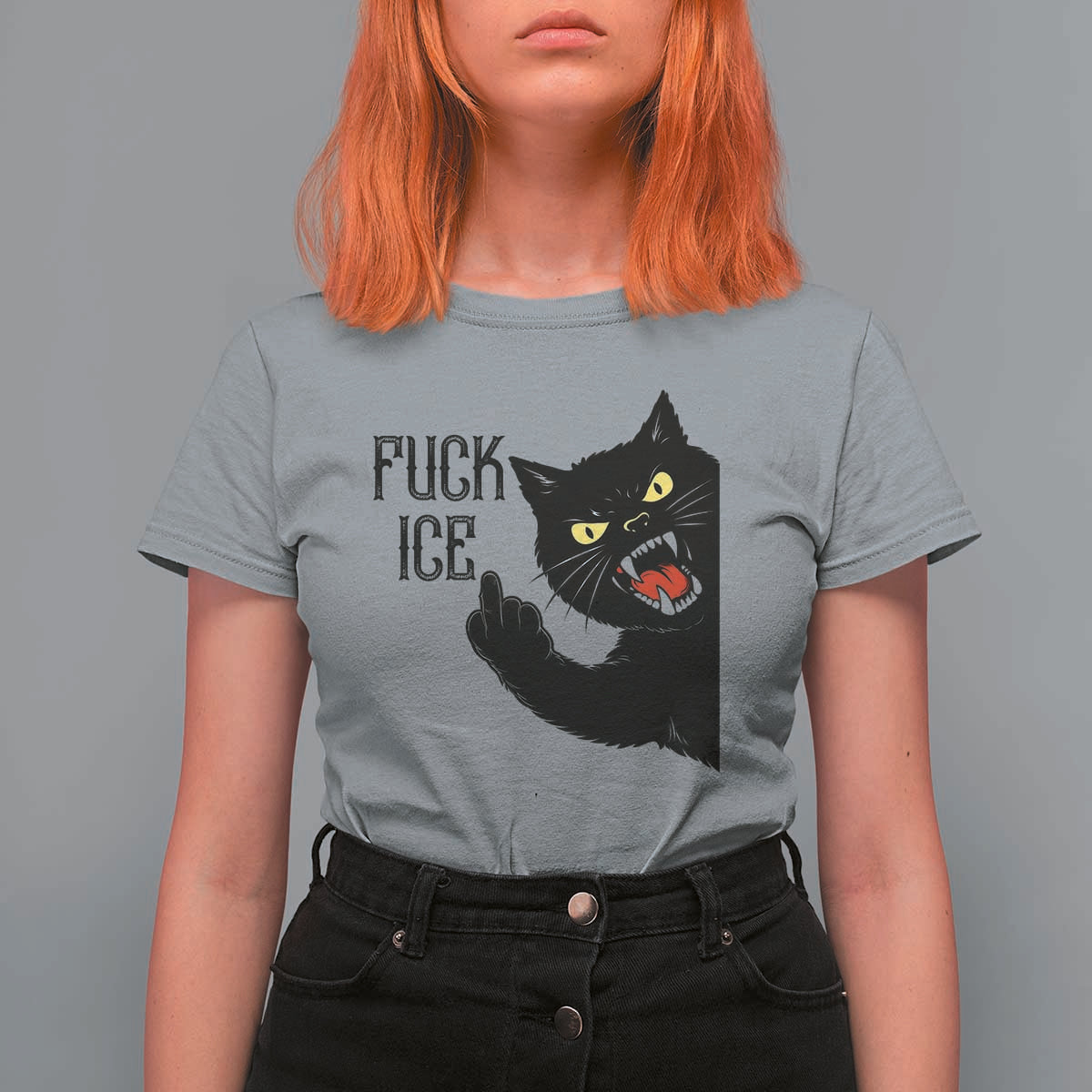 Funny Fck Ice Black Cat T Shirt For Women Resist Minneapolis Political