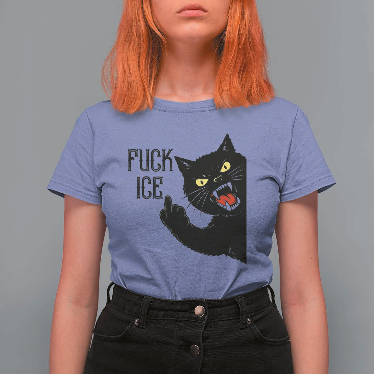Funny Fck Ice Black Cat T Shirt For Women Resist Minneapolis Political