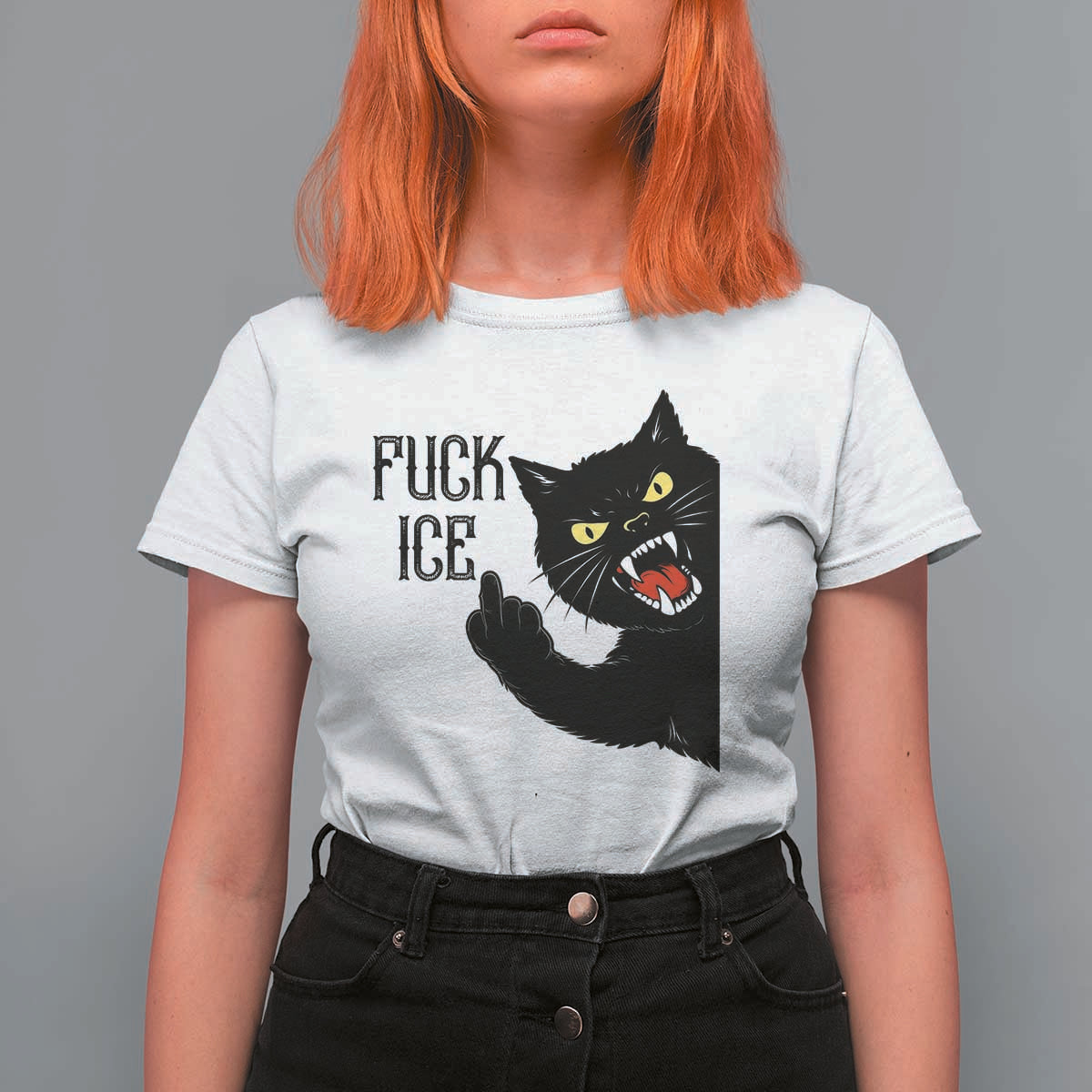 Funny Fck Ice Black Cat T Shirt For Women Resist Minneapolis Political