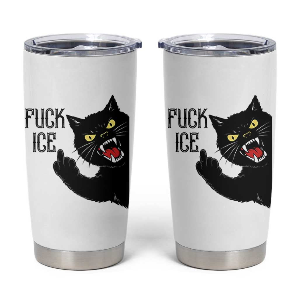 Funny Fck Ice Black Cat Tumbler Cup Resist Minneapolis Political
