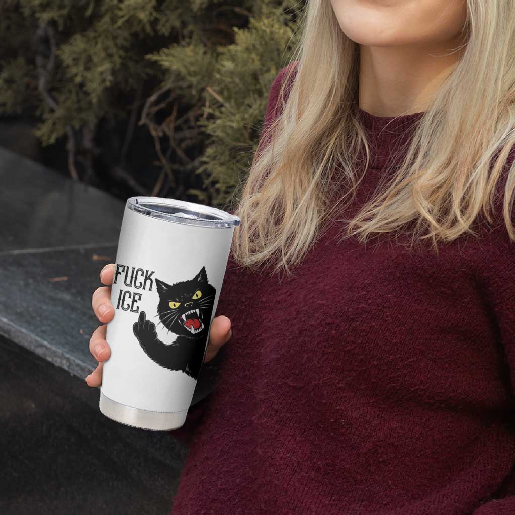 Funny Fck Ice Black Cat Tumbler Cup Resist Minneapolis Political