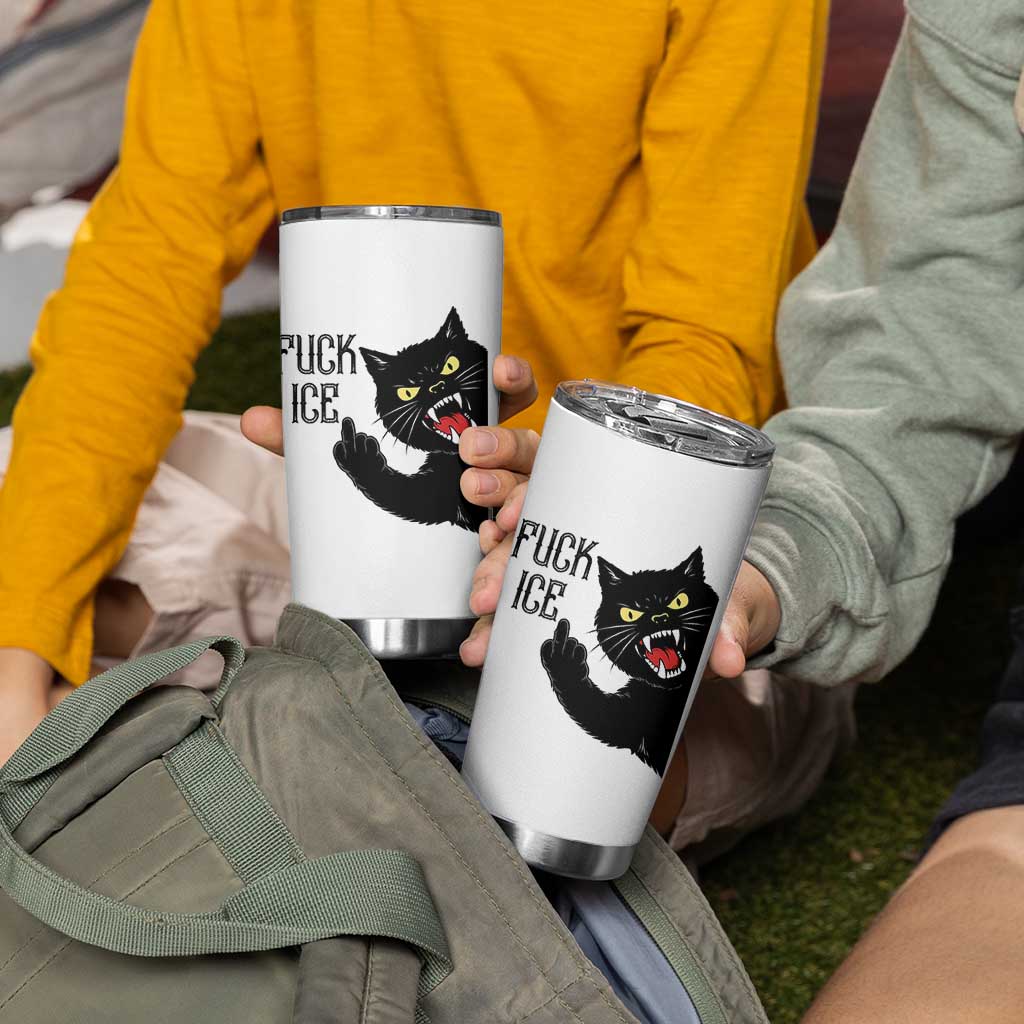 Funny Fck Ice Black Cat Tumbler Cup Resist Minneapolis Political