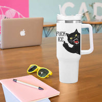 Funny Fck Ice Black Cat Tumbler With Handle Resist Minneapolis Political