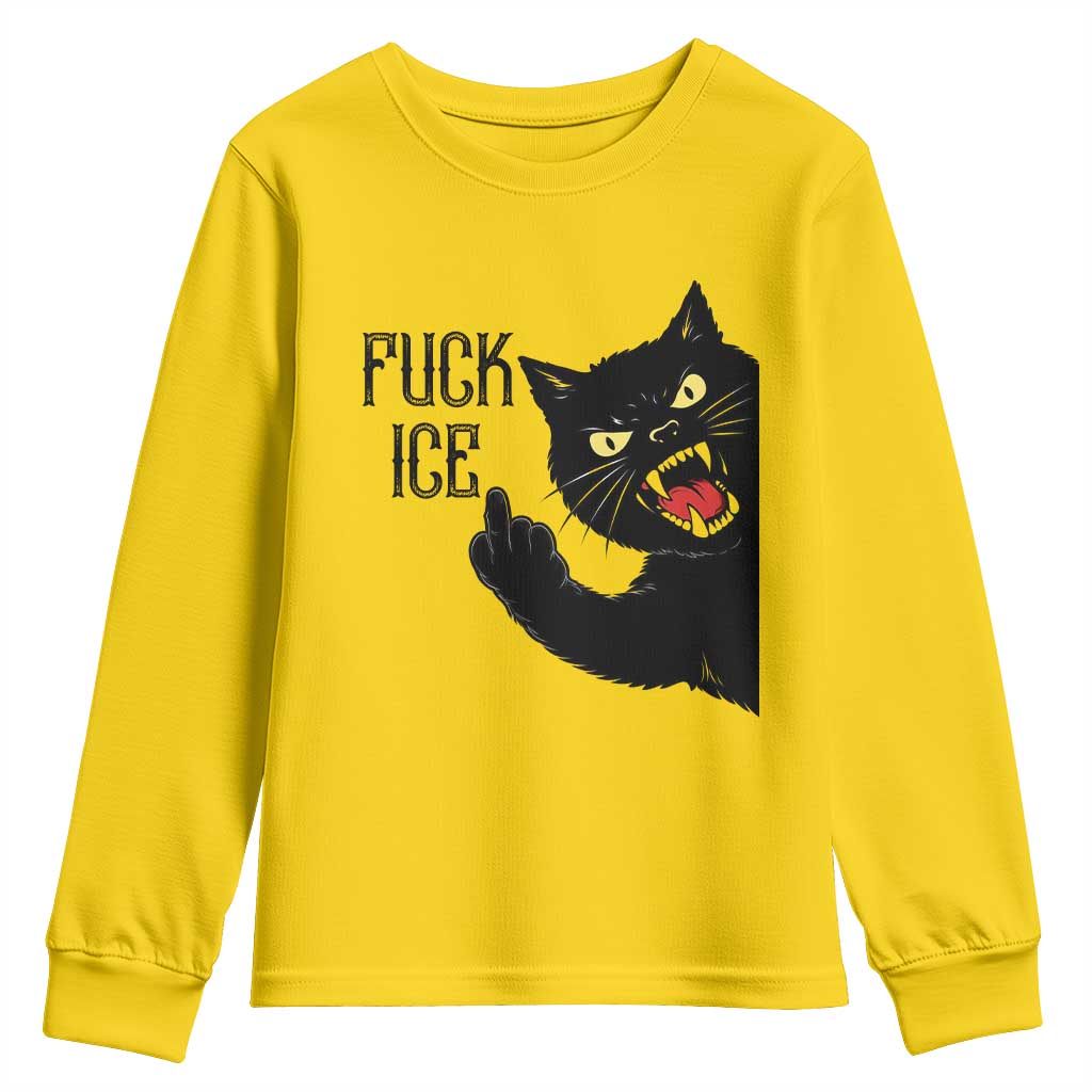 Funny Fck Ice Black Cat Youth Sweatshirt Resist Minneapolis Political