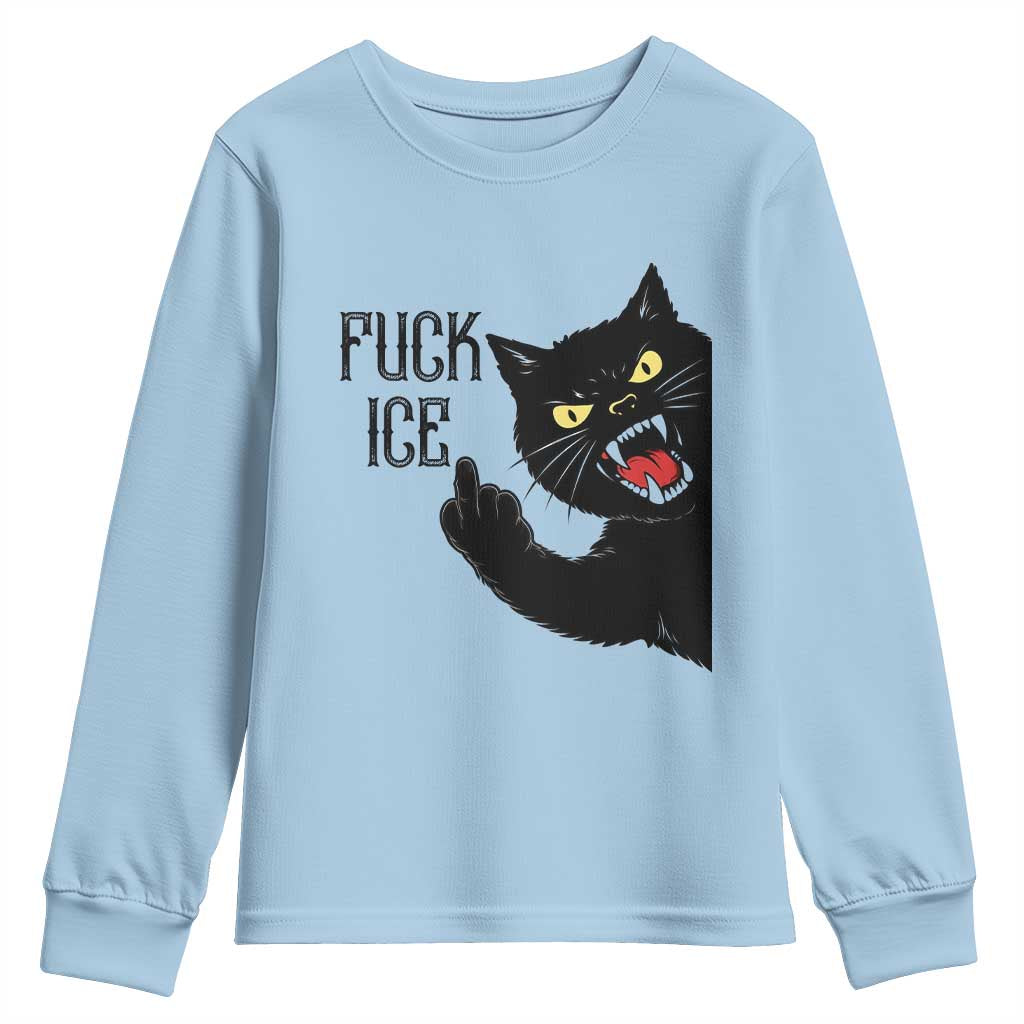 Funny Fck Ice Black Cat Youth Sweatshirt Resist Minneapolis Political