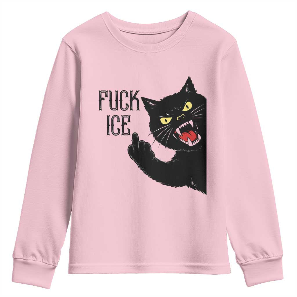 Funny Fck Ice Black Cat Youth Sweatshirt Resist Minneapolis Political