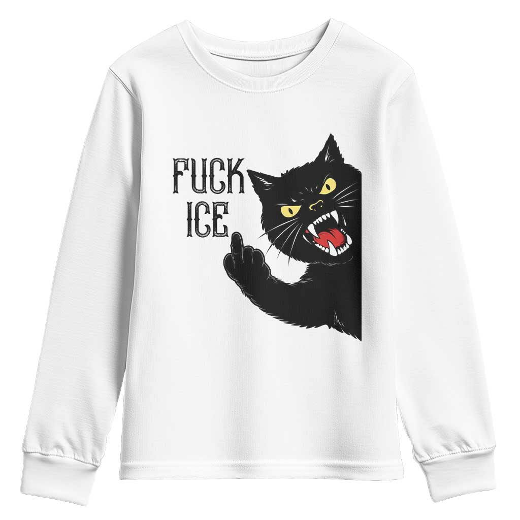 Funny Fck Ice Black Cat Youth Sweatshirt Resist Minneapolis Political